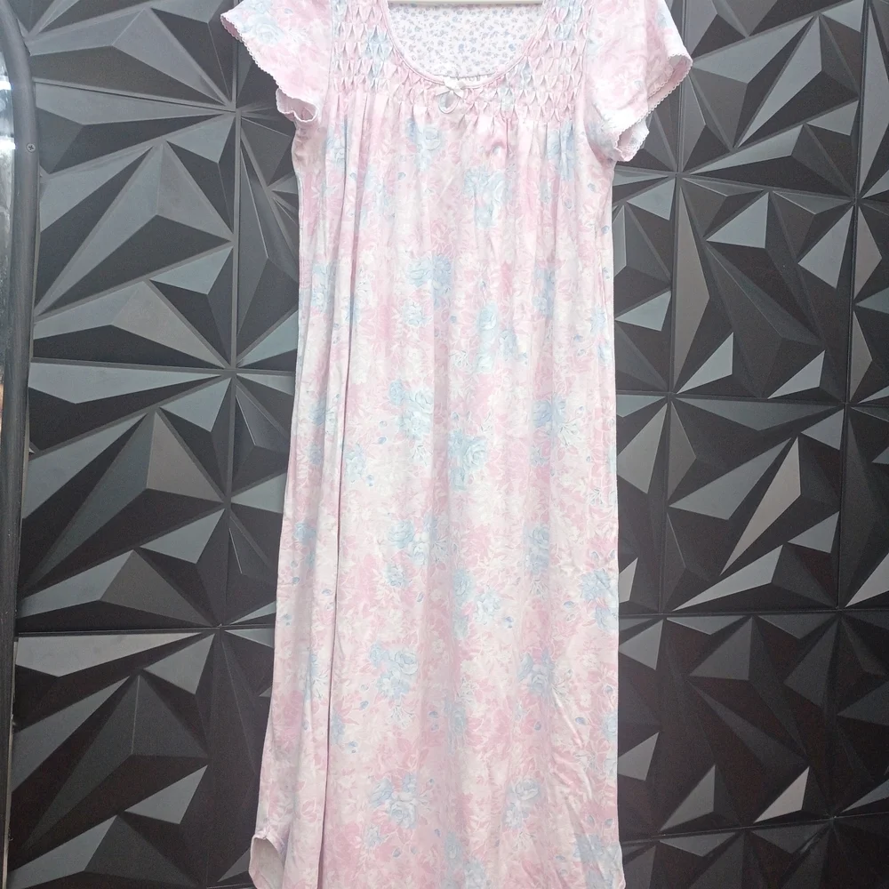 Miss Elaine Pastel Pink & Blue Floral Short-Sleeve Nightgown